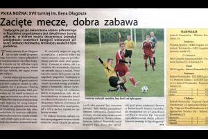 Artykuł w Strzelcu Opolskim (nr.29[729],16-22 lipca 2013) o XVII Turnieju Piłkarskim im. Bena Długosza w Rozmierce